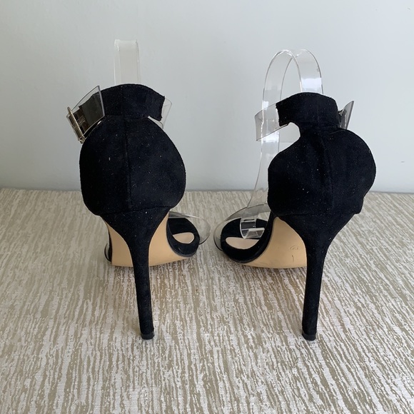 QUEEN SHOES BLACK CLEAR HEELS SIZE 12 - Picture 6 of 10